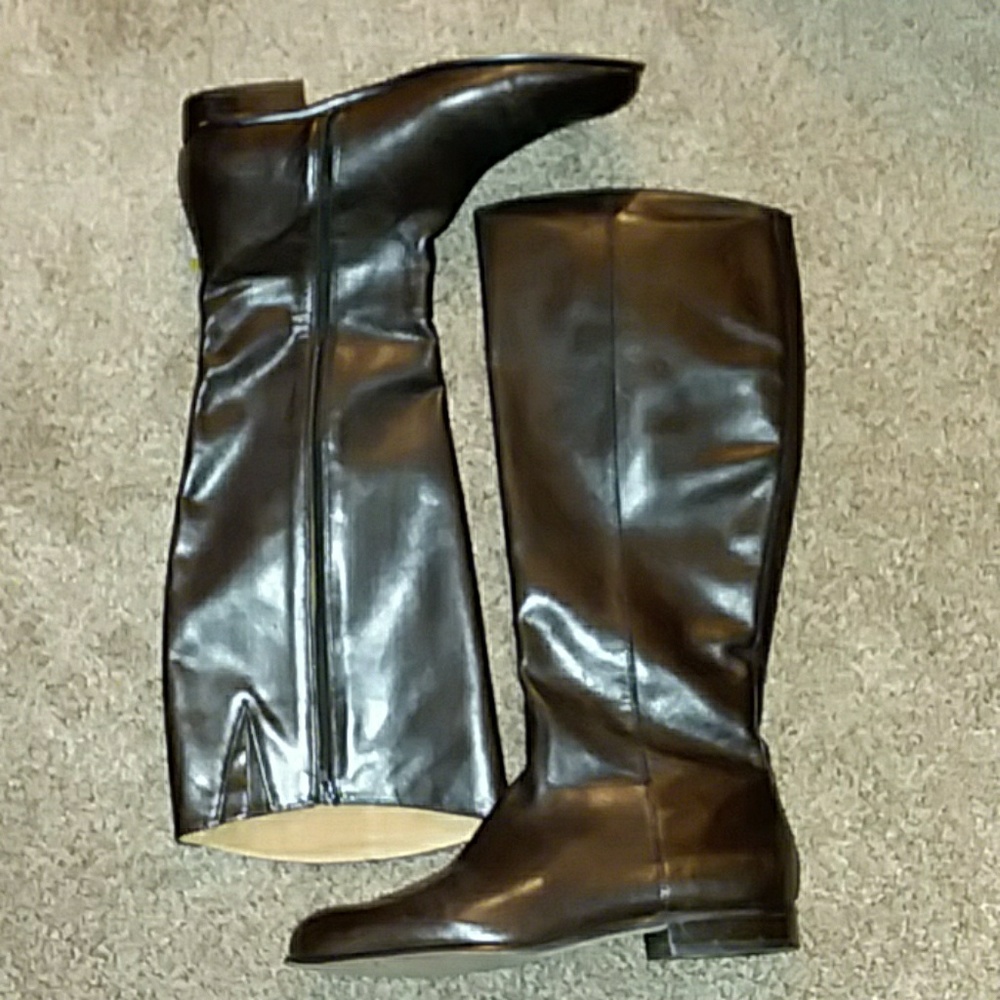 Knee high burgundy leather boots